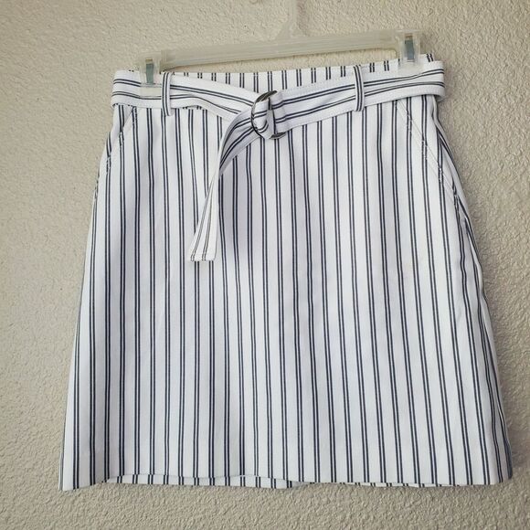 Ann Taylor Dresses & Skirts - ANN TAYLOR ‎ Striped Buckle Belted Lined Pencil Skirt Size 8p  Petite Womens